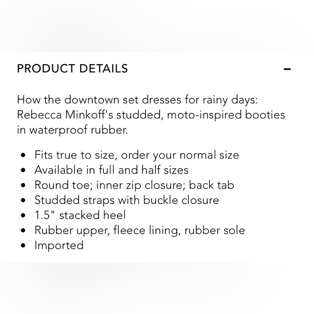REBECCA MINKOFF Quincy Waterproof Rain Boots/Booties Women’s Size 8 Black - Picture 14 of 14
